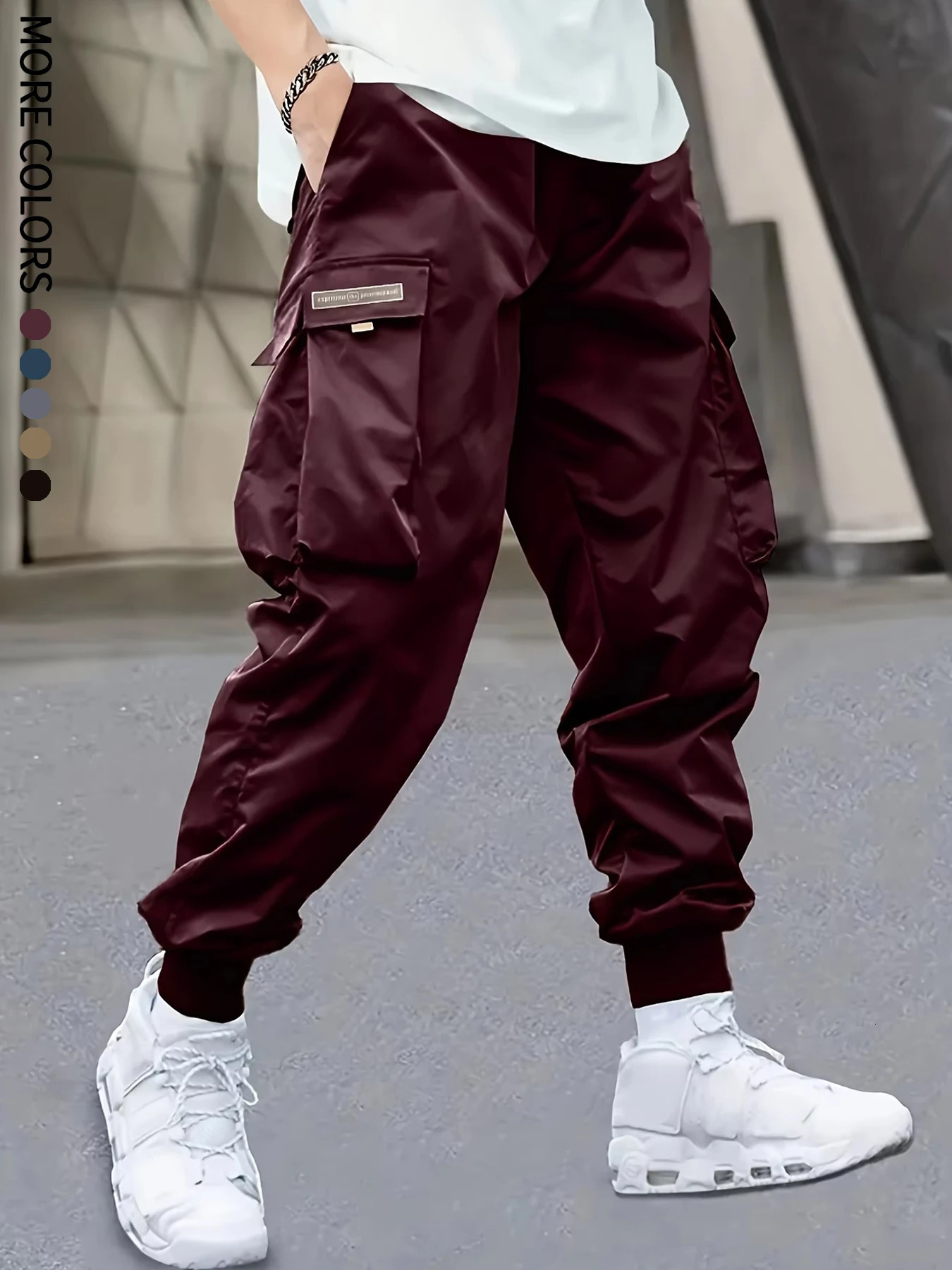 Mens Cargo Pants Casual Sporty Outdoor Large Pockets Lightweight Legging Cropped Slacks 06B 251017