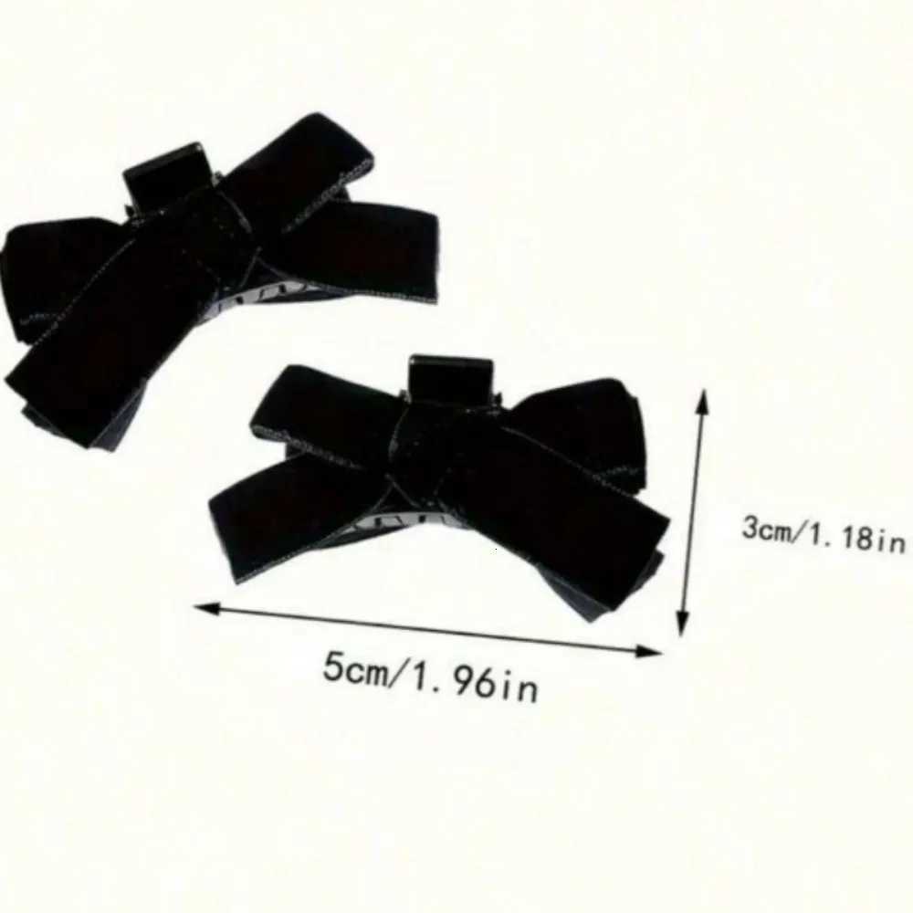 Korean 2pcs Sweet Black Red Bow Small Hair Claw Clip Princess Velvet Bow Hair Clip Claw Clamp Headwear Girls WomenW254021