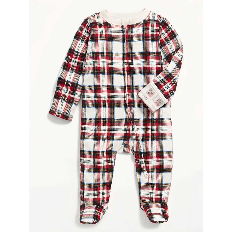 New Year Family Clothes 2025 Fahion Plaid Cotton Baby Romper Dad Mom Kids Family Matching Pajamas Set Sleepwear Home Loungewear L2510218XMZ