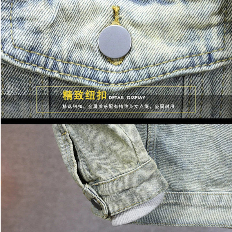 Mens casual denim jacket for spring and fall metallic singlebreasted denim jacket size M5XL 251010