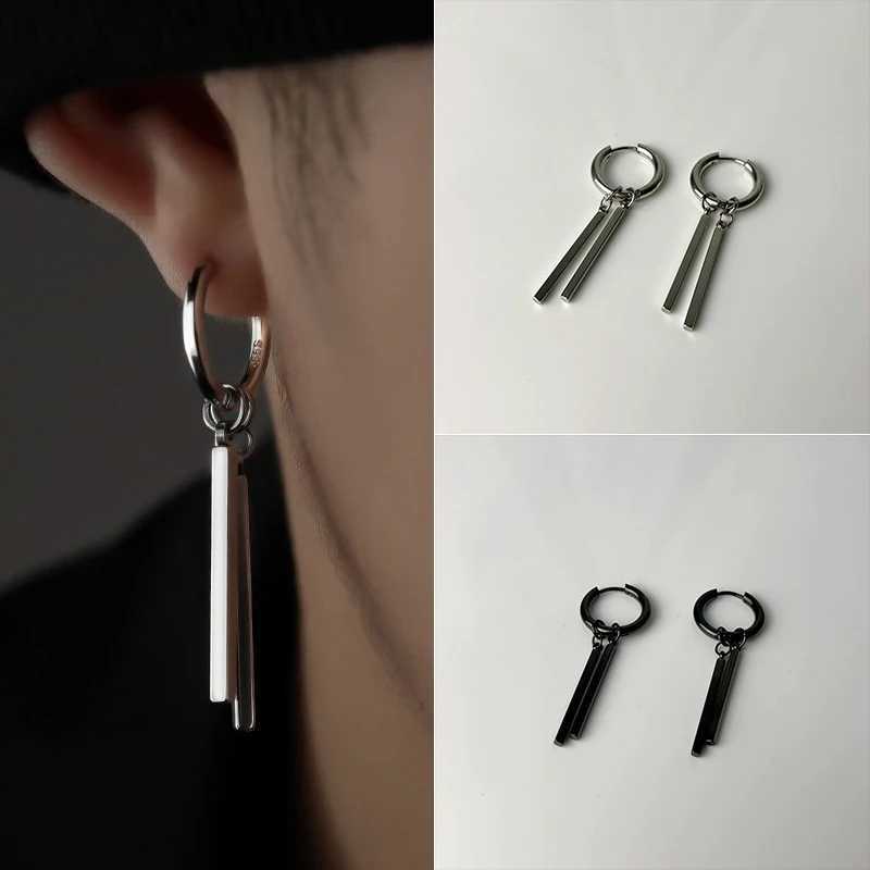 Jewelry Titanium Steel Punk Cool Men Women Ear Clip Stud Earrings Long Stick Pendant Fashion Hip Hop Drop Party Earring J251021