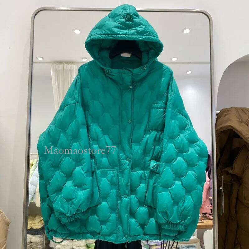 2025 Autumn Winter Hooded Puffer Jacket Oversized Solid Parkas Female 90% White Duck Down Coat Long Sleeve Warm Outwear womens coat