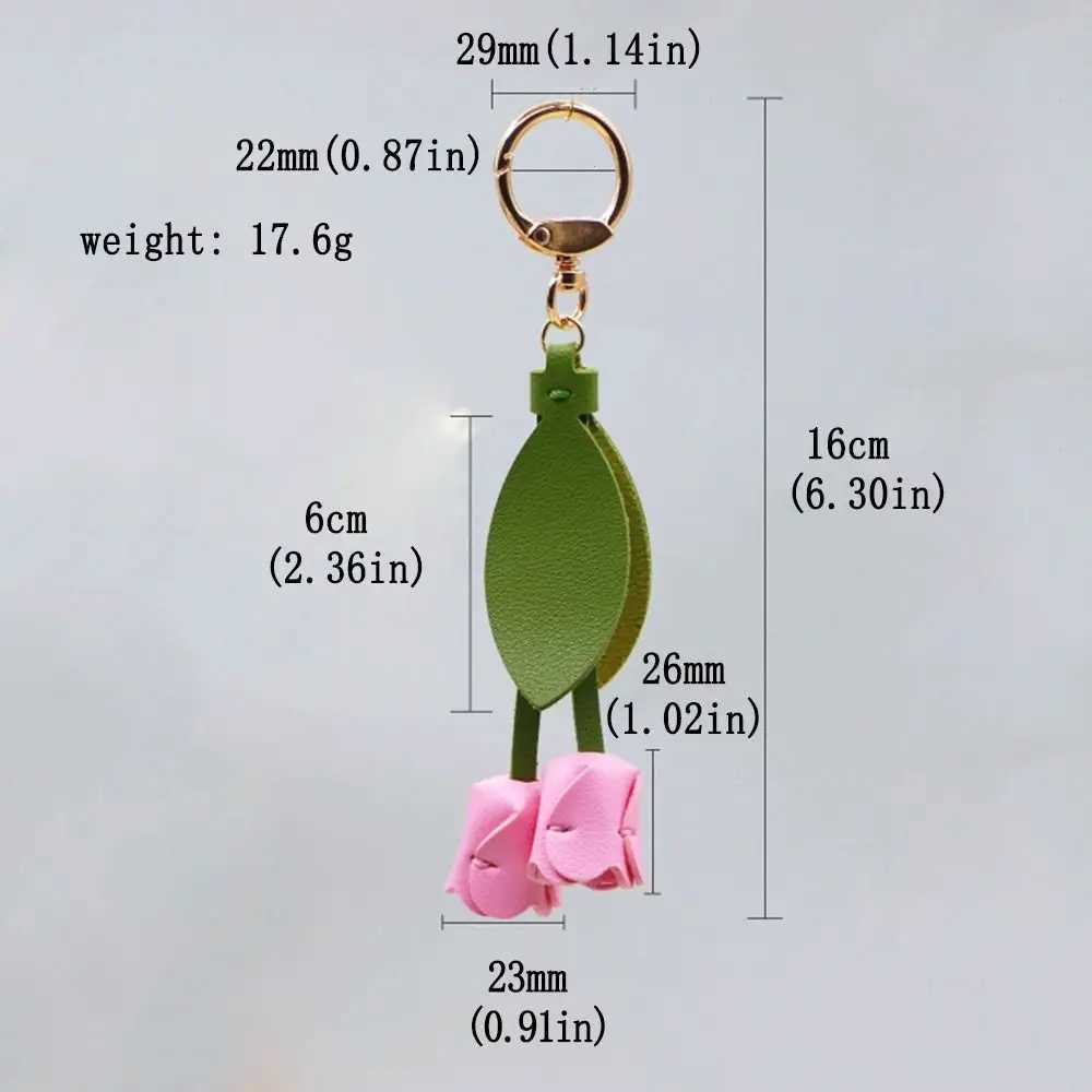Portable Sweet Tulip Bag Pendant PU Leather Korean Style Fresh Backpack Decoration Dopamine Bag Charms Car Key Chains Gift W251021