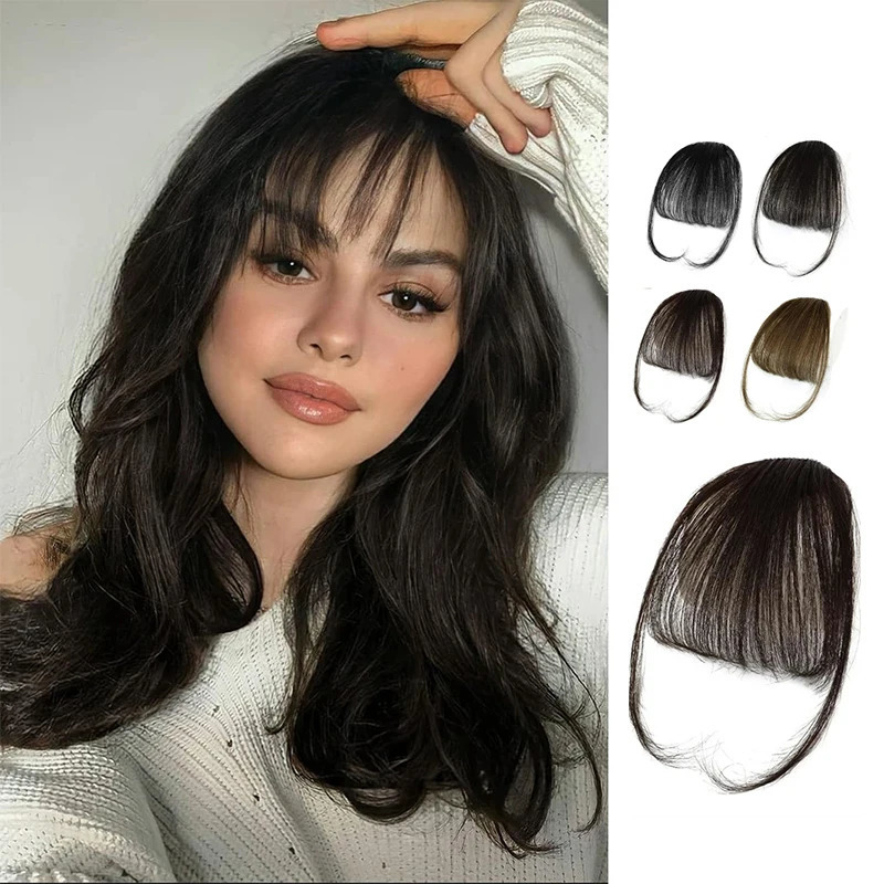 Synthetic Hair Wispy Bangs Clip in Hair Extensions Air Bangs Fringe with Temples Hairpieces for Women Curved Bangs Daily Party 251014