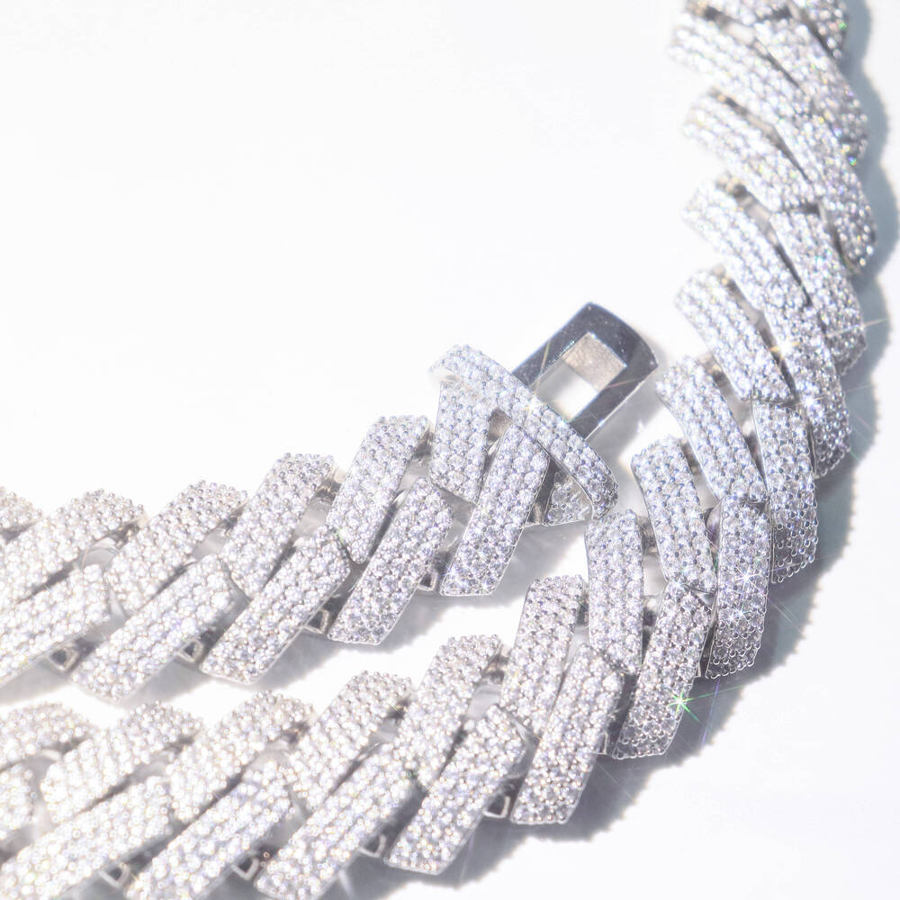 13mm20mm Cuban Link Chains 925 Sterling Silver VVS Moissanite Men Hip Hop Jewelry Necklaces 18K Gold Plated