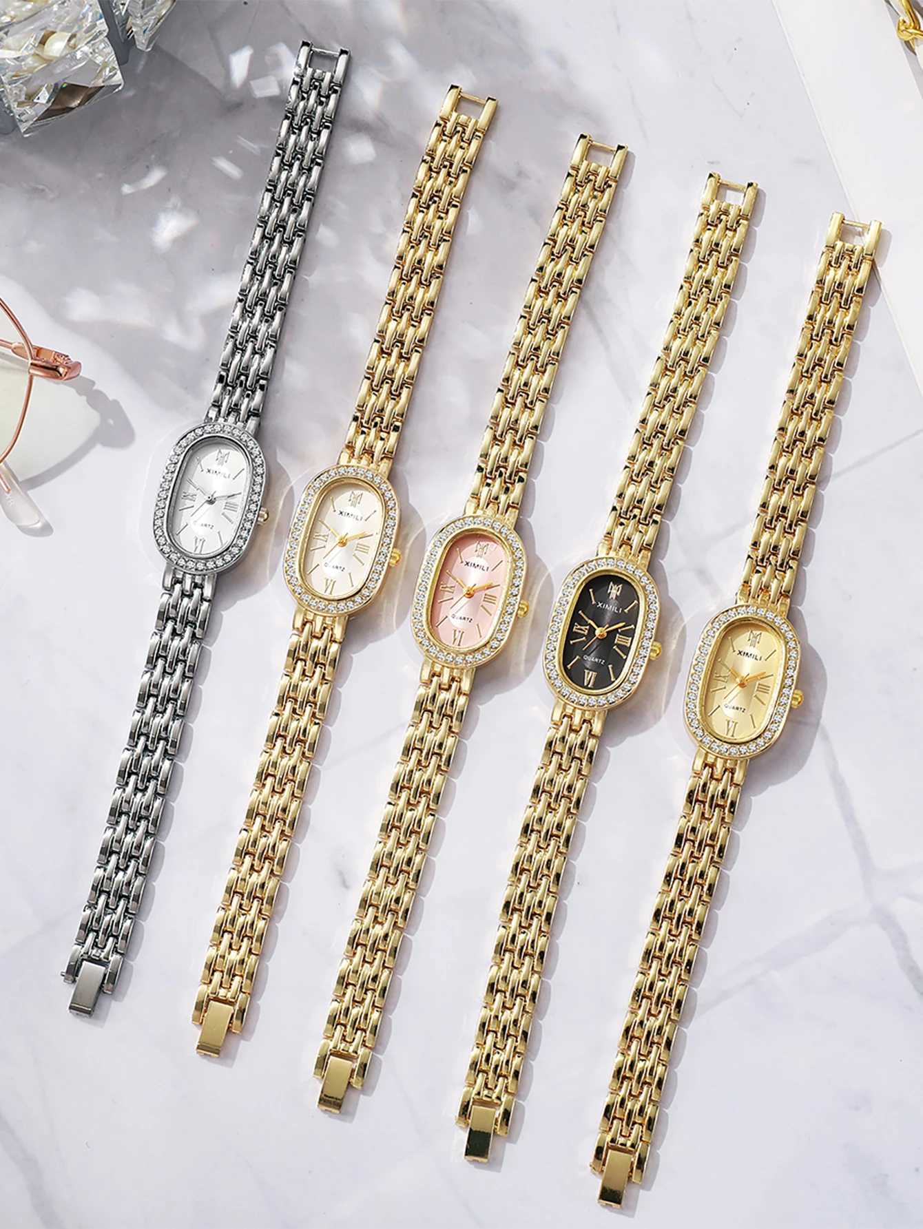 Metallic Roman Numerals Fashion Luxury Ladies Quartz for Christmas Halloween Holiday GiftsXJ251021