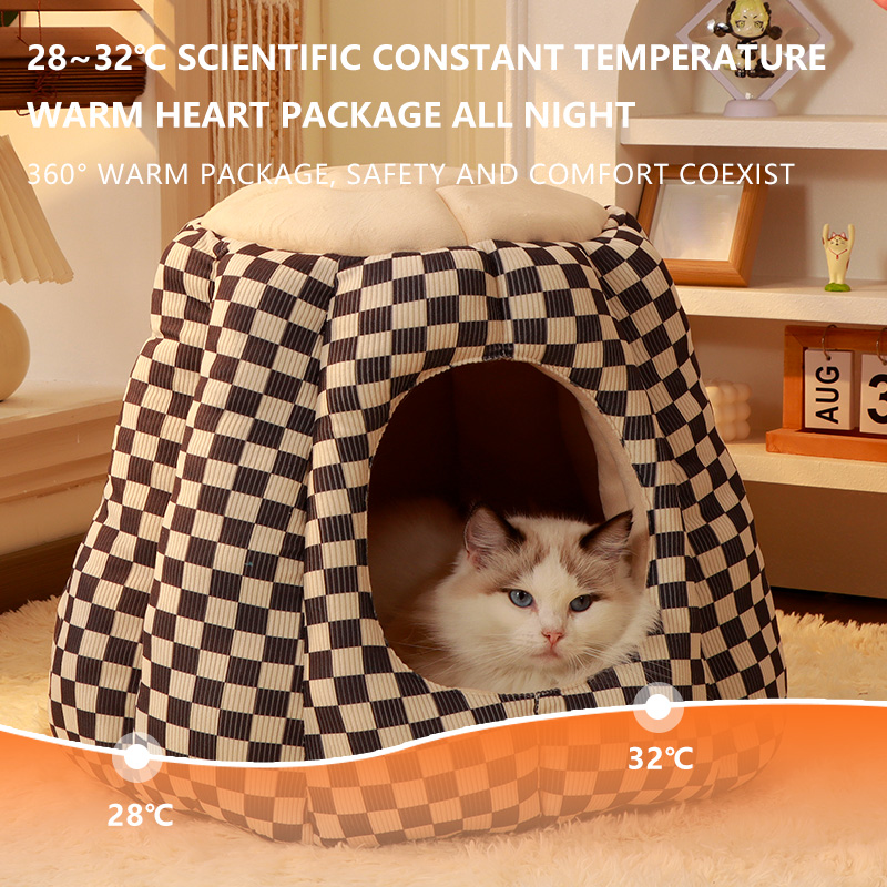 LEZIZI Winter Warm Cat Bed: Enclosed Design, Multi-size Customizable. it is three-dimensionally comfortable, also suitable as a dog bed and pet sleepi