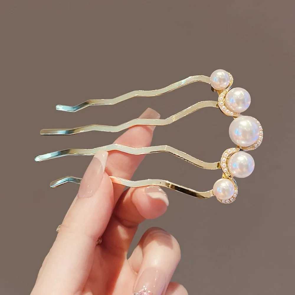Fashion Metal UShaped Hair Stick for Women Girls Simple Pearl HairClip Pins Bun Maker Hairstyle Tools Hair AccessoriesW254021