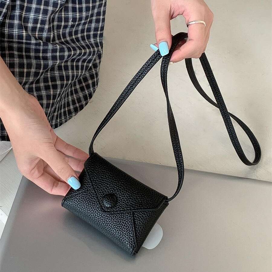 New Halter Mini Lipstick Suede Single Shoulder Coin Purse Niche Design Envelope Thin PU Small Crossbody Bag B5