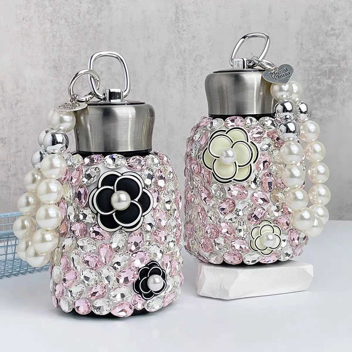 Stainless Steel Thermal Water Bottle with Rhinestone for Wen Pearl Handheld Thermos g LeakProof Insated Cup Drinkware Y251021
