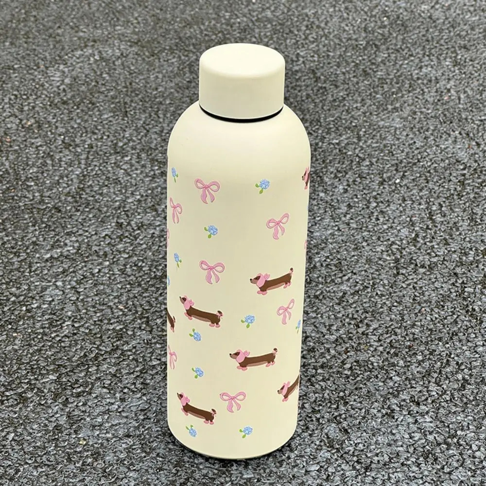 500ml Vacuum Bowknot Dachshund Insulated Water Bottle Black Stainless Steel Thermal Car Cup 251020 W260226