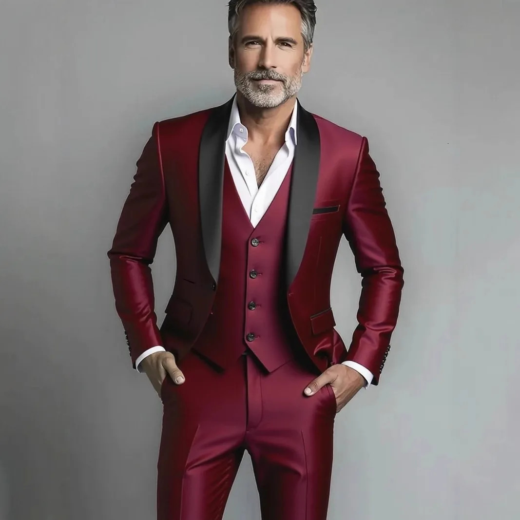 Black White Men Autumn Wedding Party Three Pieces Set Large Size Male Blazer Coat Pants and Vest Fashion Slim Fit Suit 251021