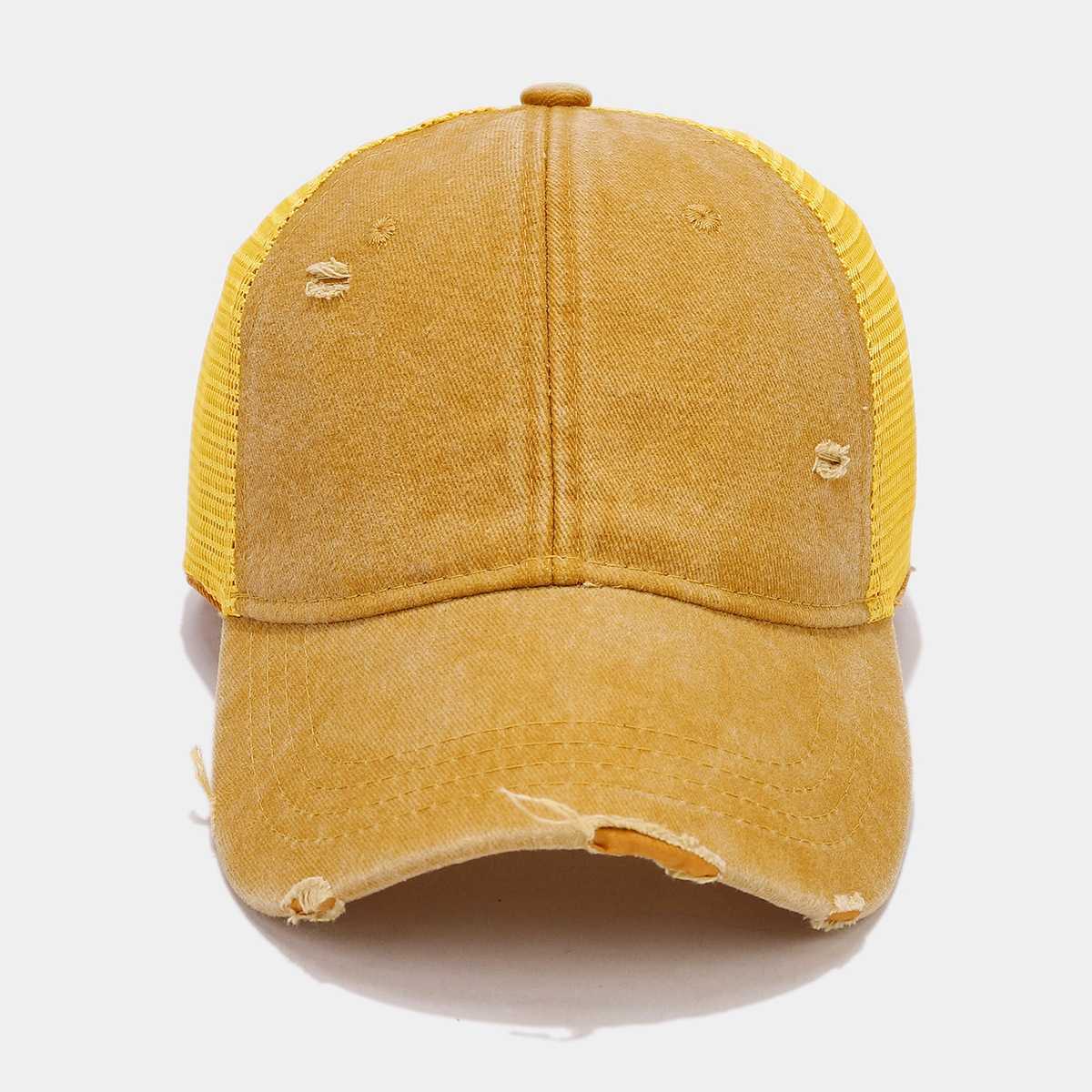 Fashion Summer Patchwork Mesh Baseball Cap for Men Breathable Washed Distressed Duckbill Cap for Women Outdoor Sun Protection Hat H251020