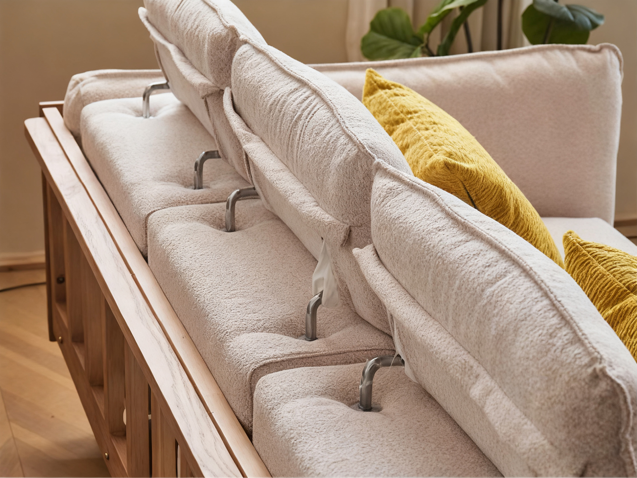 Elegant Solid Wood Upholstered Couch for Modern Living Room - Made of High-Quality Materials
