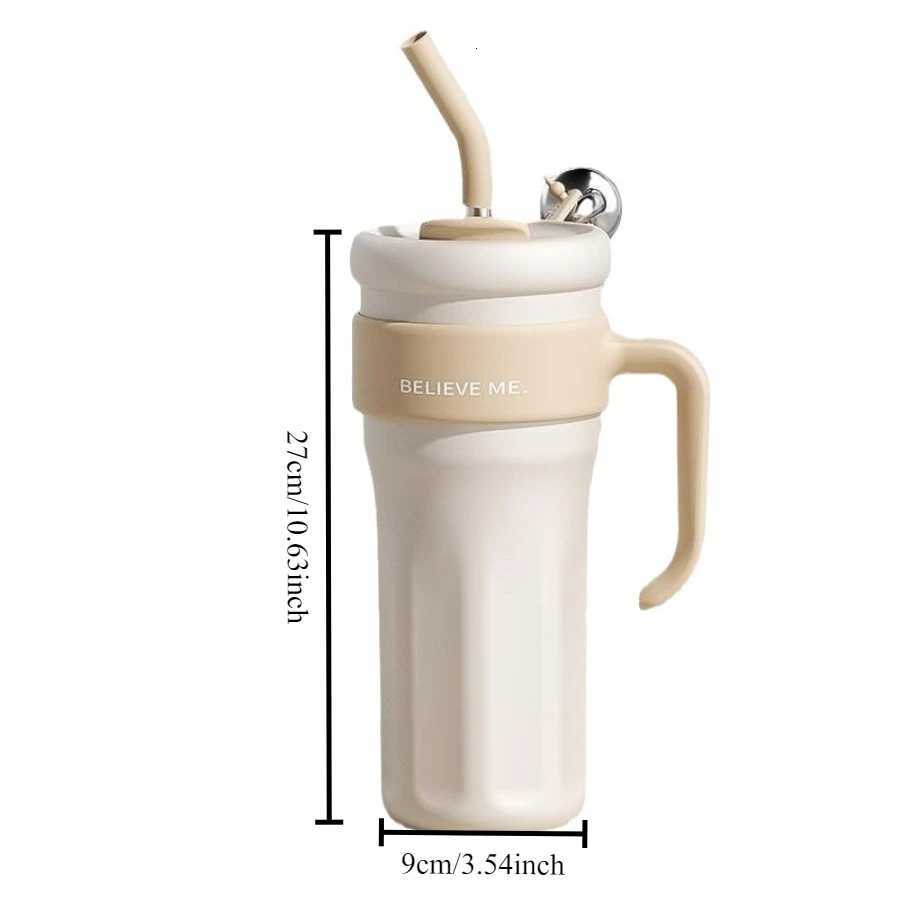 Girls highcolor value portable largecapacity with straw water cup stainless steel insation cup bar coffee keep cold cup Y251021