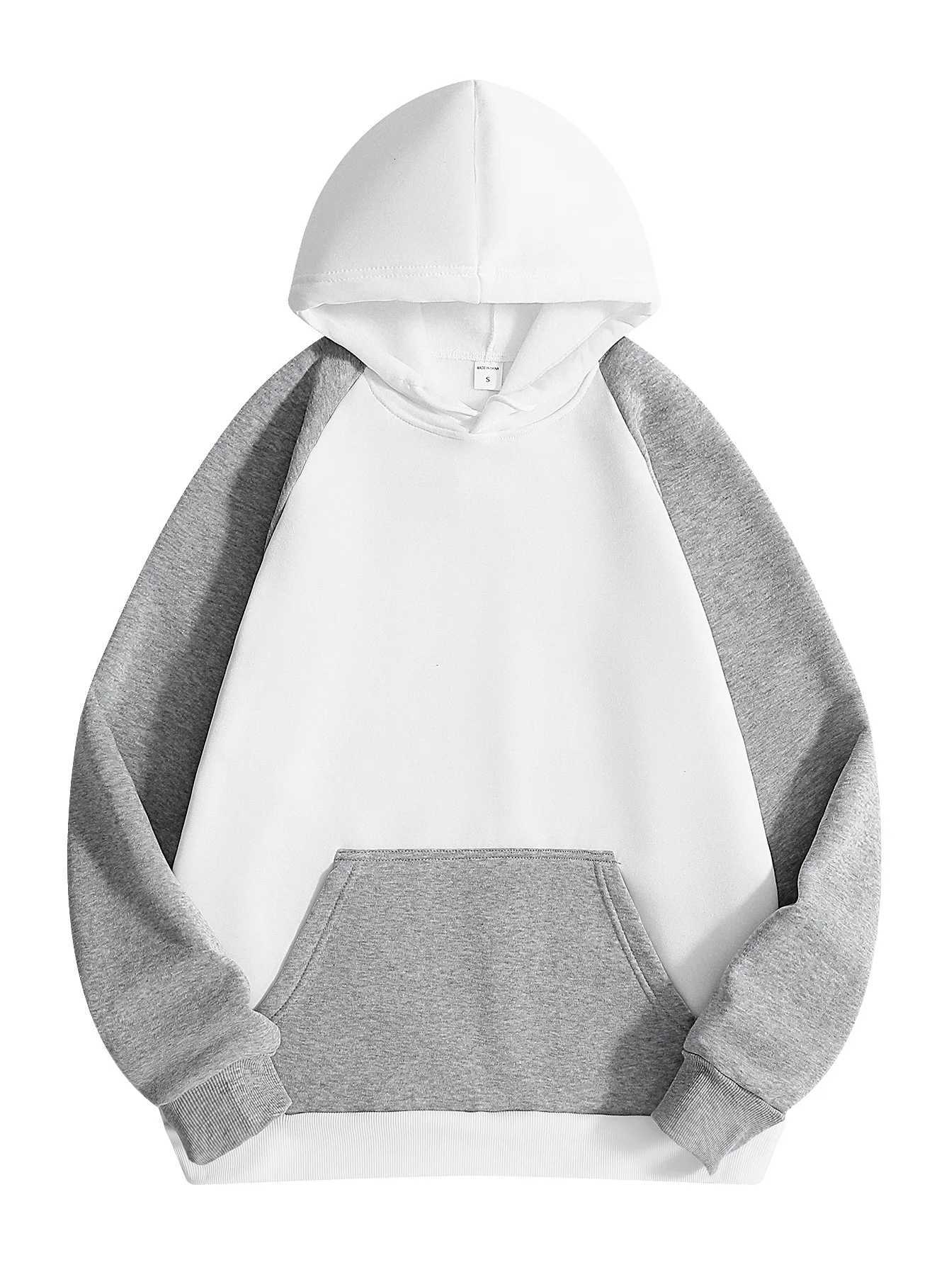 250g New Autumn and Winter European Size Colorful Mens Fleece Hooded Sweatshirt with Drawstring Sporty and Casual Pullover Top W251021