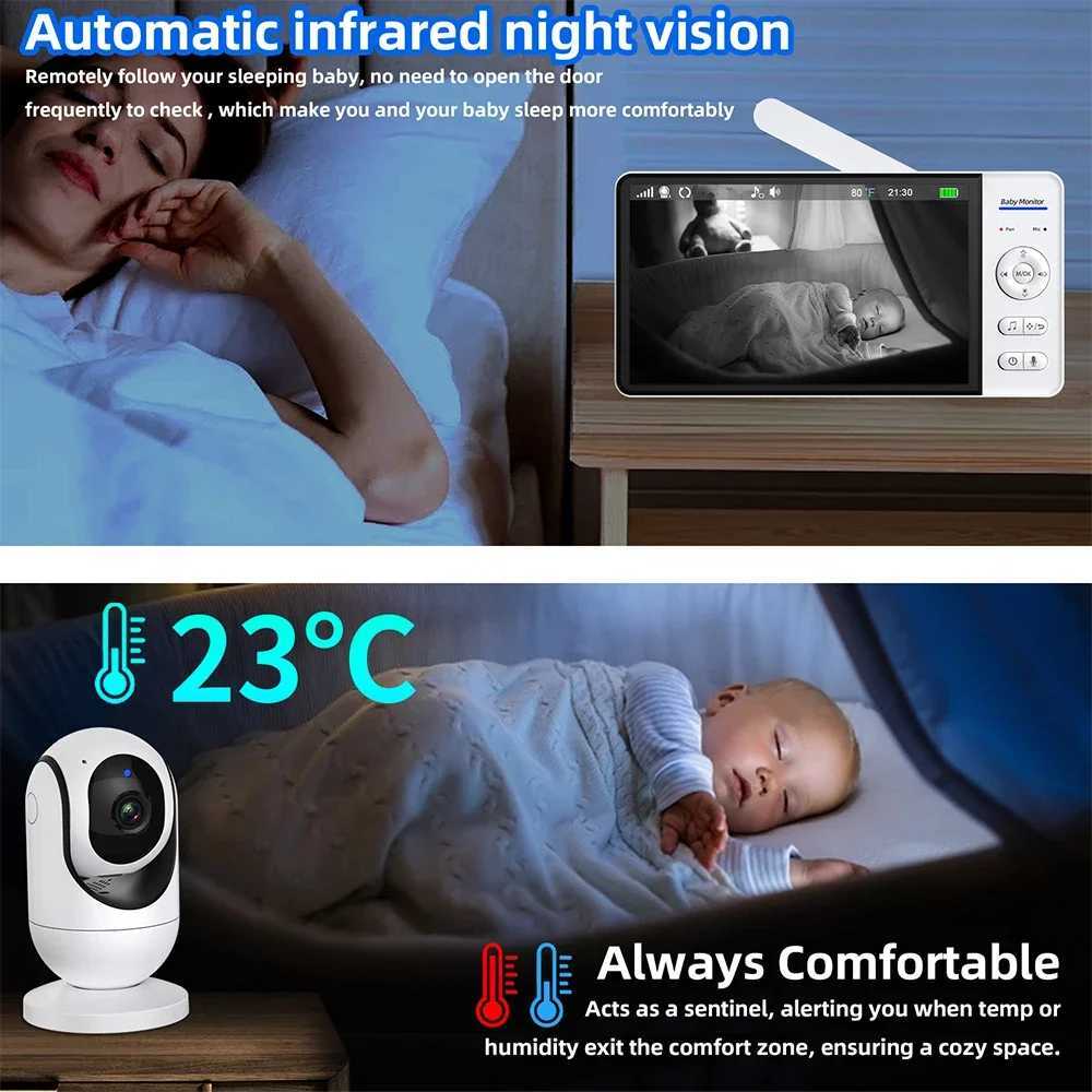 7 Inch Baby Monitor 2 Way Audio Night Vision 5000mAh Battery No WiFi Wireless Kids Protection Surveillance Video Camera 4X ZoomY251021