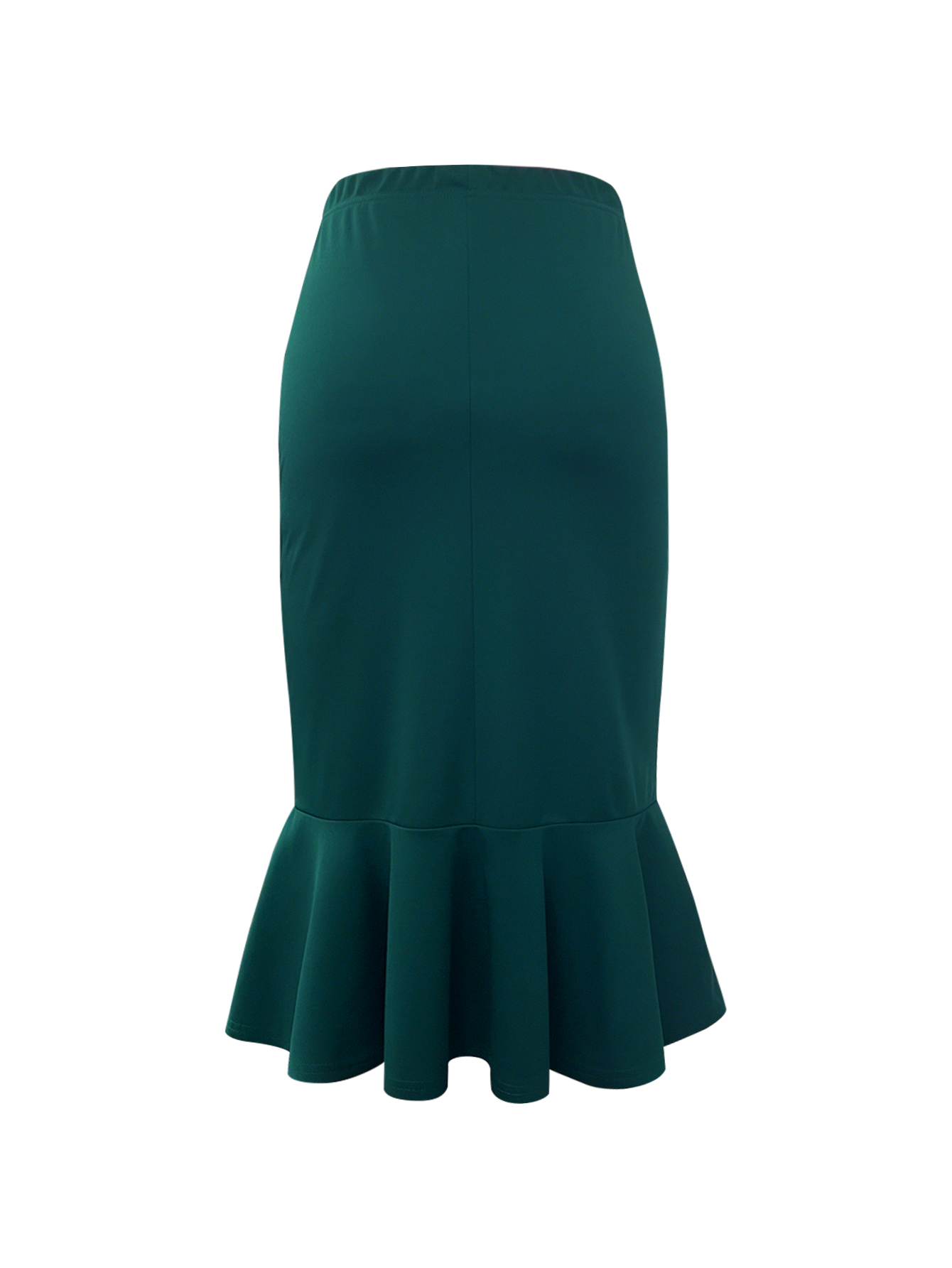 Women's Summer Solid Color Commute Versatile Office Elegant Casual Midi Skirt, Milk Silk Skirt (S-XXL, Green)-CF52311