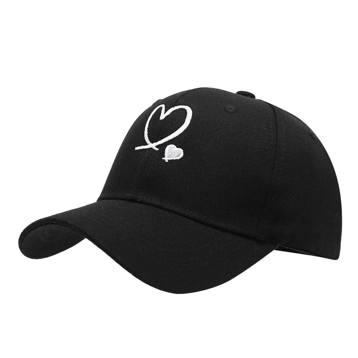 Simple Fashion Heart Embroidery Baseball Cap Couple Casual Versatile Sun Hat Couple Travel Sun Protection Duckbill Cap Trendy H251020