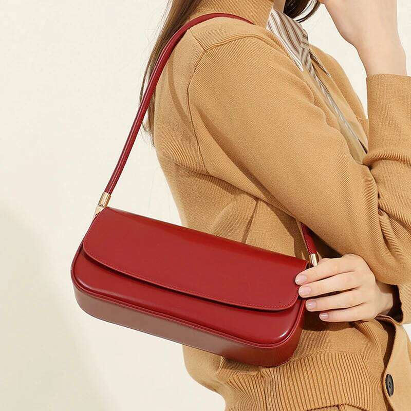 Cowhide Underarm New Niche Design Genuine Leather Vintage Commuter Saddle Fashionable Ladies Shoulder Bag Suotong1021