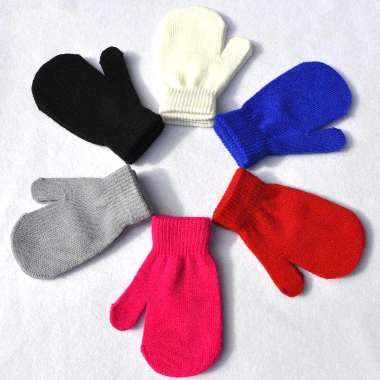 Winter Knitted Warm Gloves For 511Y Boys Girls Student Children Solid Finger Wrapped Mittens Outdoor Cycling Skiing Gloves 251021