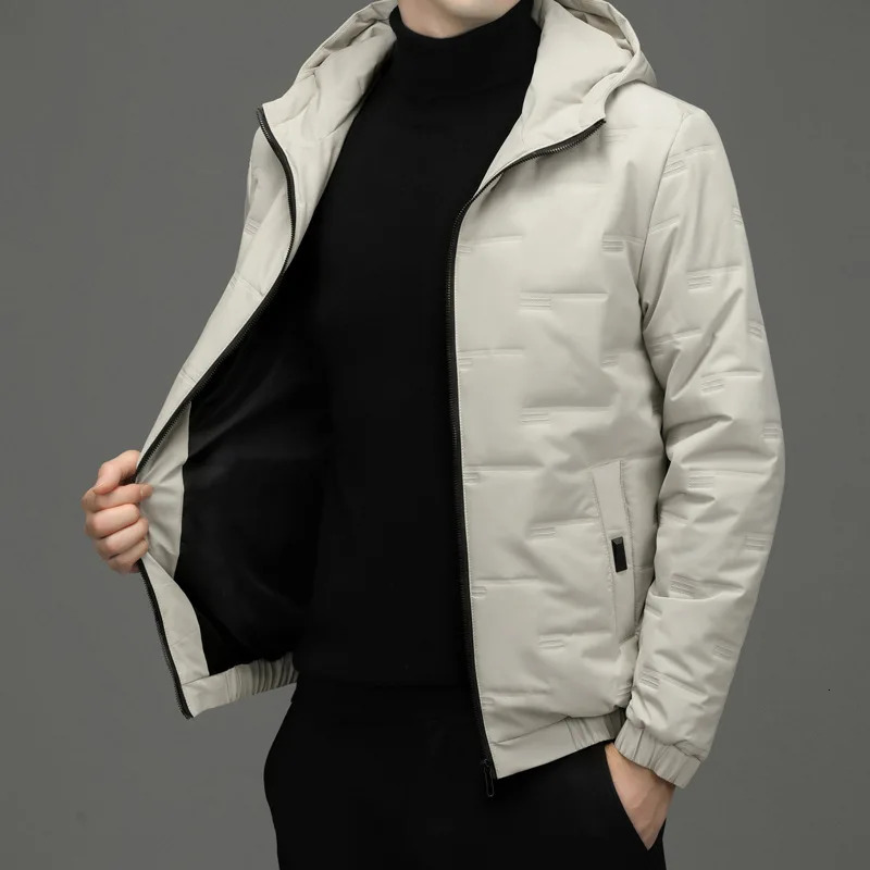 Autumn and Winter Work Clothes Parkas Cotton Mens Cotton Jackets Slim Fitting Hooded Fashionable Coat 251013