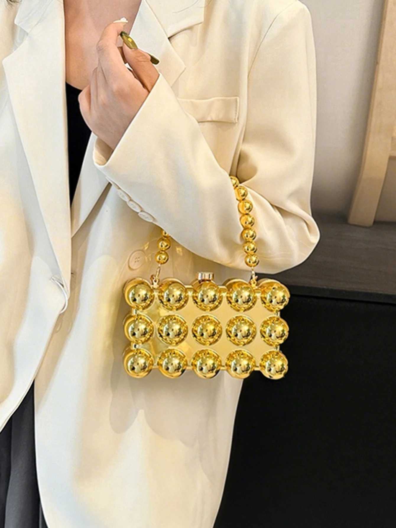 Gold Evening Clutch Bag Fashion Designer Bag Square Crossbody Bag Acrylic Women Wedding Party Handbag Shoulder Bag H251020