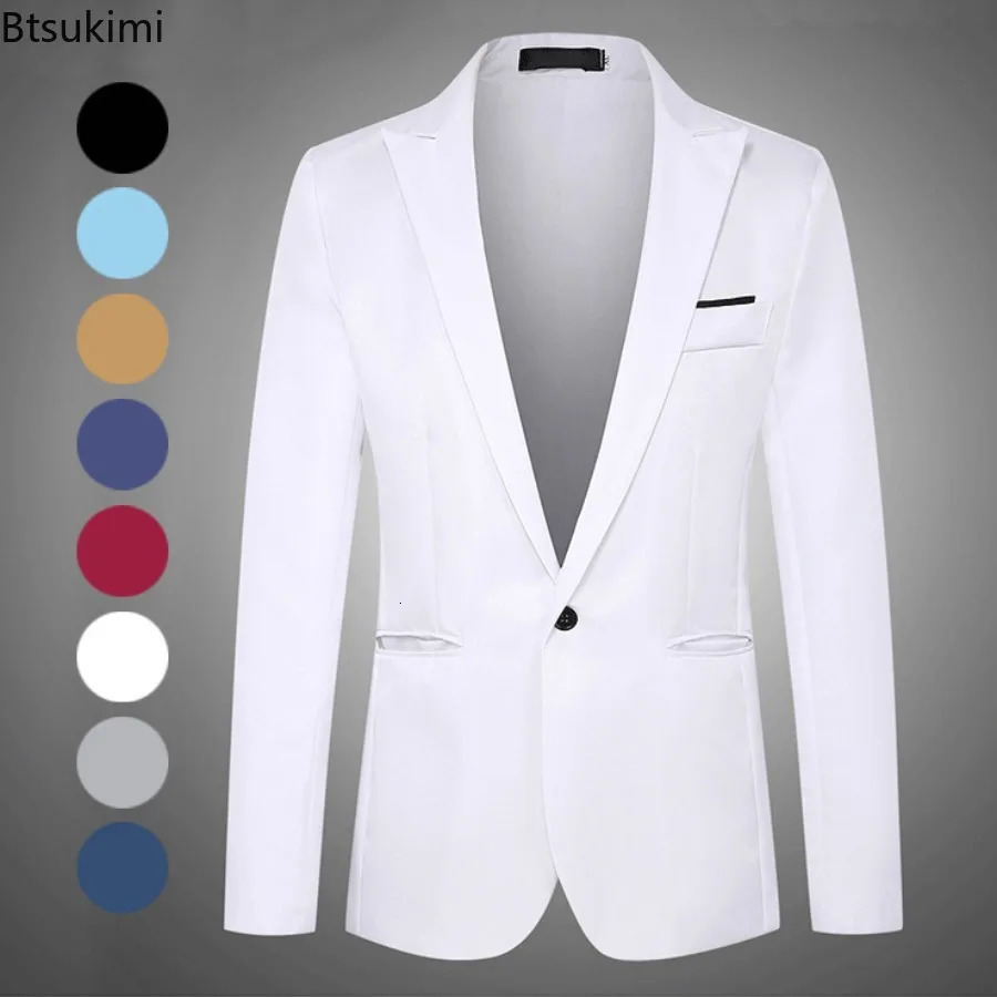 2025 Mens Slim Blazers Fashion Singlebutton Business Casual Suit Jacket Solid Elegant Stylish Party Wedding Suit Tops Male 251021