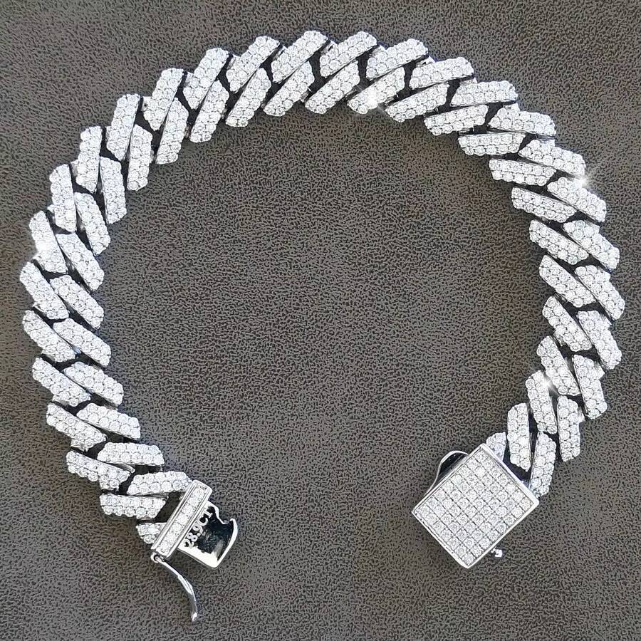 VVS Moissanite Brilliant Cut Diamond Cuban Chain High Quality 14k Gold Diamond Stainless Steel Fine Jewelry Chain for Men