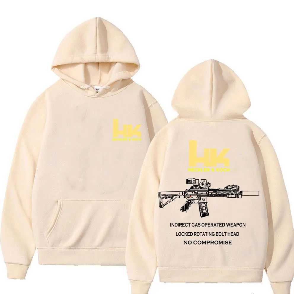 Heckler Koch HK Fashion M4 Gun Design Mens Casual Retro Trend Pullover Streetwear Autumn and Winter Warm Hoodie W251021