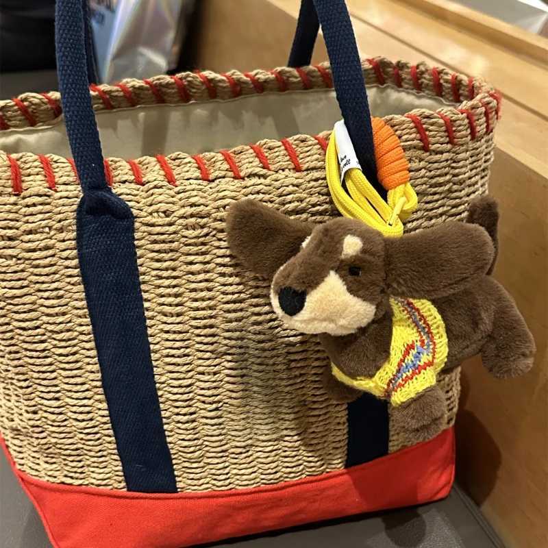 Cute Dachshund Dog with Colorful Sweater Plush Keychain Kawaii Dog Doll Keychain Creative Plush Toy for Women Bag Pendant 2024 W251021