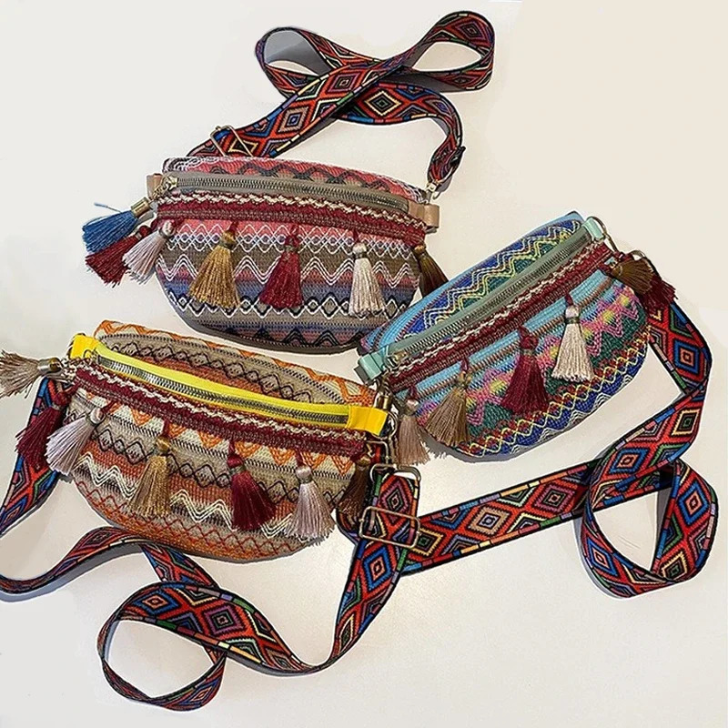 Ethnic Print Womens Chest Bag Summer Crossbody Waist Pack Boho Shoulder Purse Fashion Belt Bag 251017