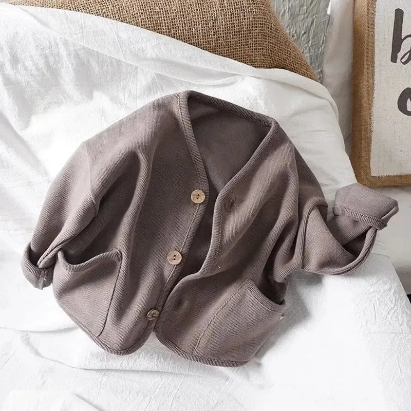 Autumn Children Long Sleeve Cardigan Baby Cotton Coat For Boys Girls Solid Jacket Kids Casual Clothes 251018