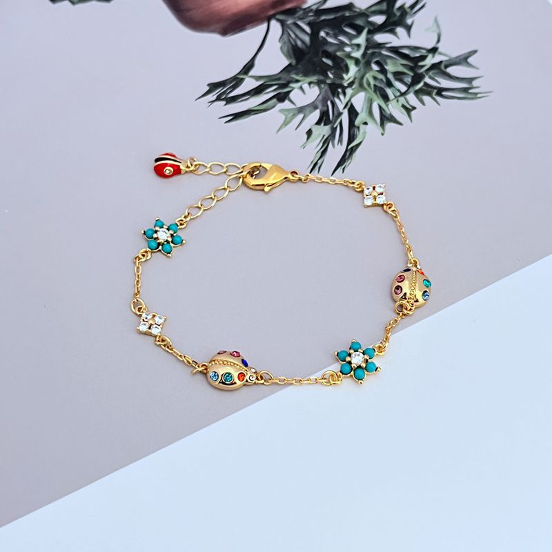 Retro designer bracelet zircon inlaid with fresh full diamonds Lucky Clover Enamel Seven Star Ladybug Bracelet free shipping gold bracelet