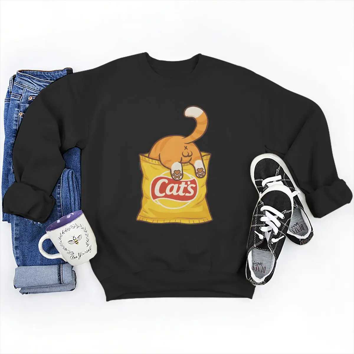 Men Women Clothing Cats Chips Fashion Casual Sweatshirts Design Tops Cartoon Cute Animal Lovers Gifts Unisex Funny Sweatshirt W251021