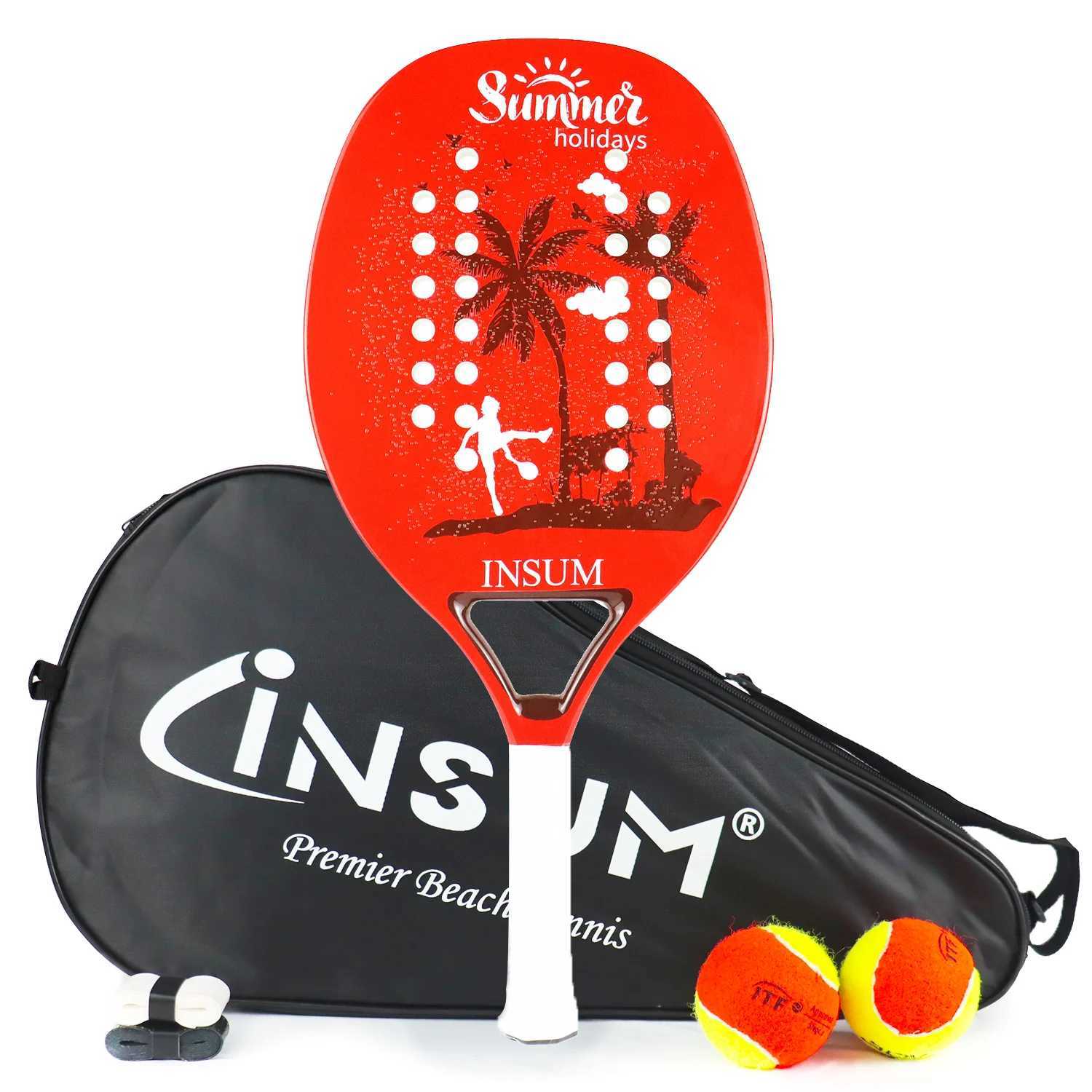 INSUM Training Racket Beach Tennis with Full Carbon Fiber EVA Soft Grip for Beginners Lightweight Raquete Beach Tennis Set W251021