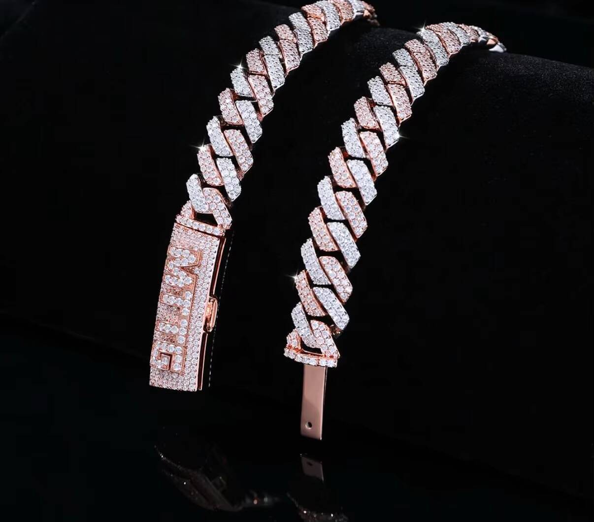 10K14K18K Gold Cuban Chain Full Pave Lab Grown Diamonds Double Row Design IGI Certified Hip Hop Jewelry