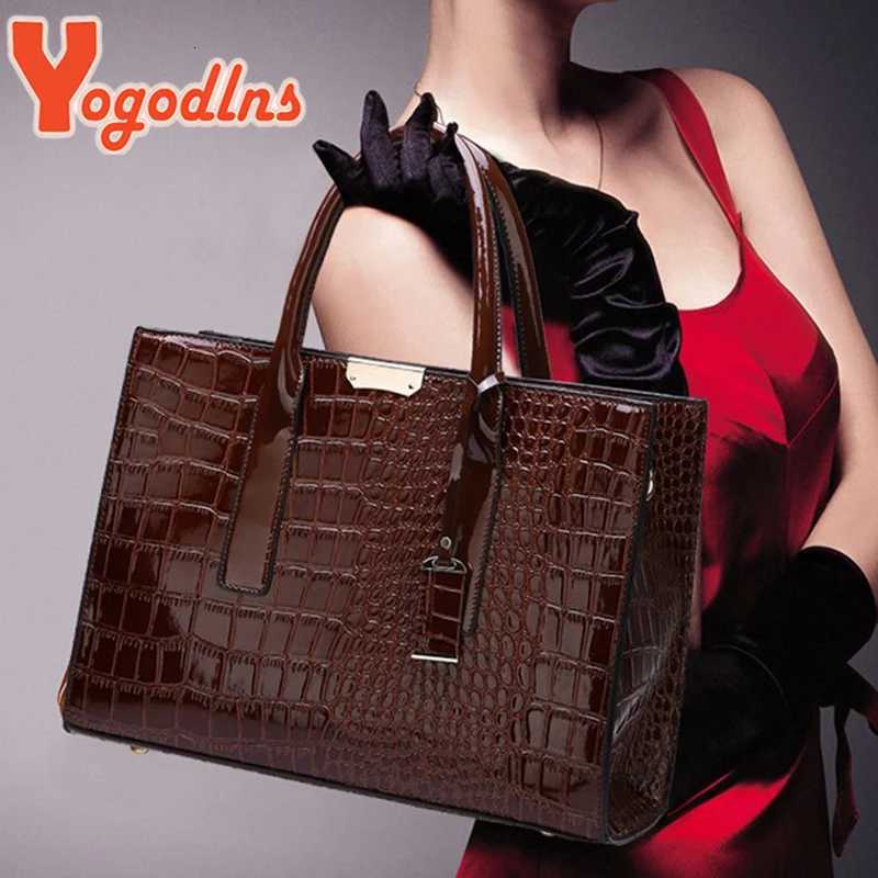 Yogodlns Crocodile Pattern Handle Bag Women PU Leather Handbag Large Capacity Shoulder Bag Brands Crossbody Bag Winter New Purse Z251018
