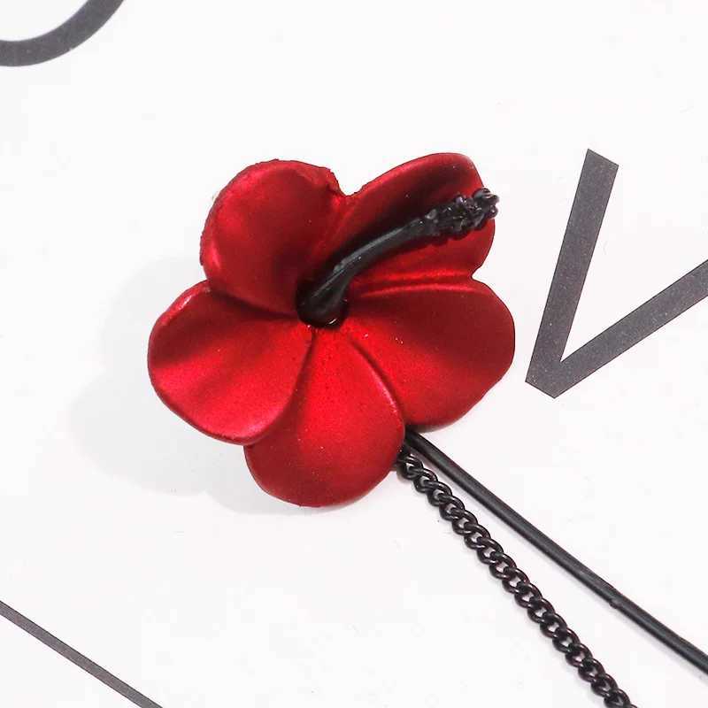 Retro Classic Wine Red Flowers Tassel Earrings For Women Temperament Long Pendant Ear Nail Korean Style Jewelry J251021