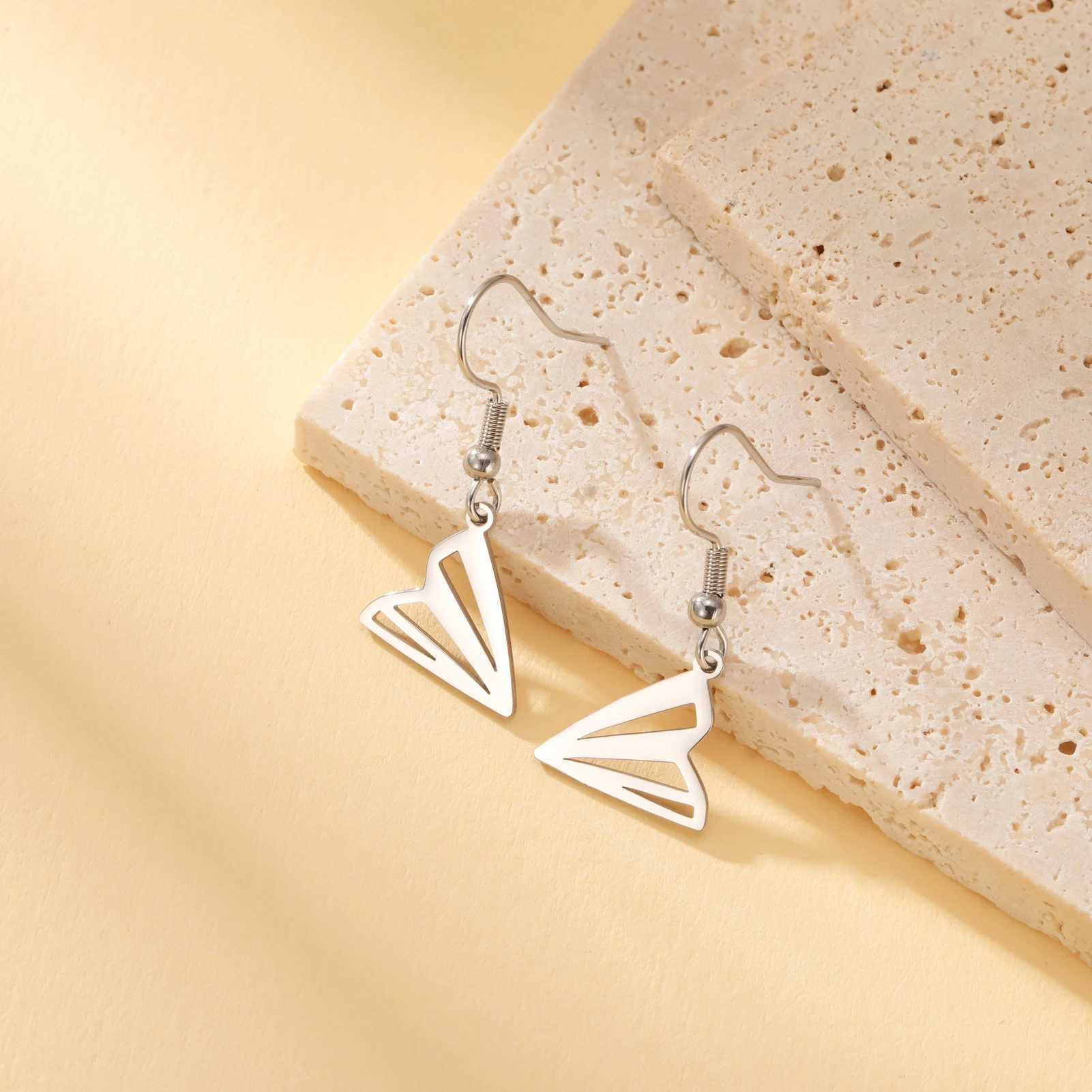 Lucktune Paper Airplane Drop Earrings Stainless Steel Minimalist Womens Earrings Fashion Gold Color Jewelry Party Birthday Gift J251021