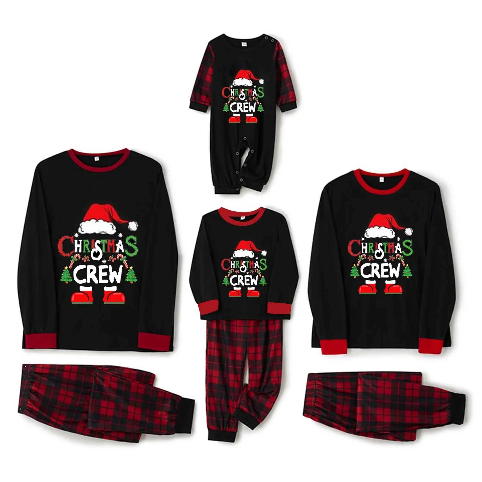 2025 New Christmas Crew Print Family Pajamas Set Soft Loose 2Pcs Sleepwear Mom Dad Kids Matching Outfits Xmas Look Wear Pyjamas L251021R1UN