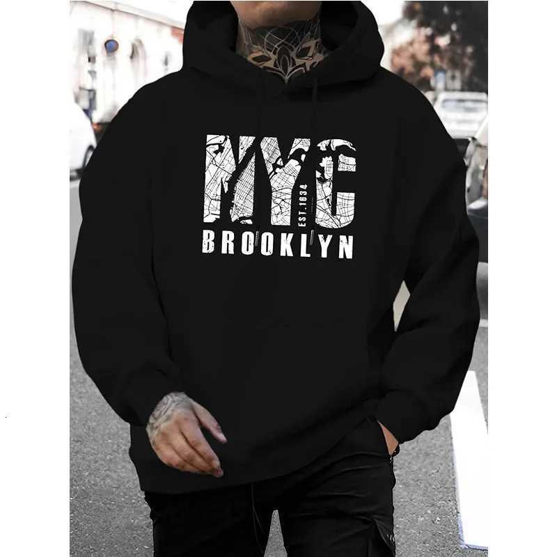 Mens casual fashion highend quality NYC print Autumn Winter thick warm street fashion hoodie W251021