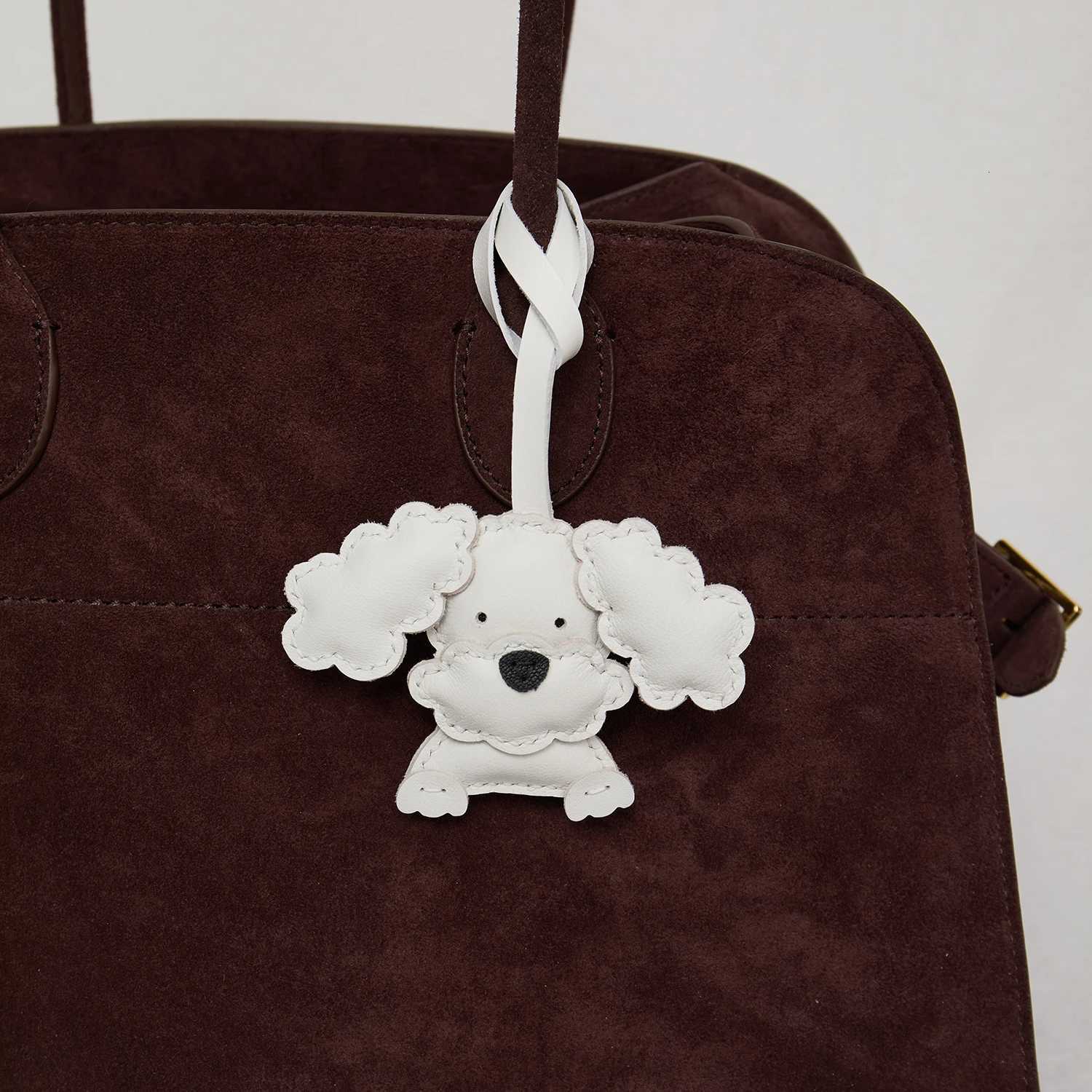 Handmade Real Leather Teddy Dog Bag Pendant Keychain Gift Cute Decoration Suitable For Bags Exquisite Charm Bag Accessories W251021