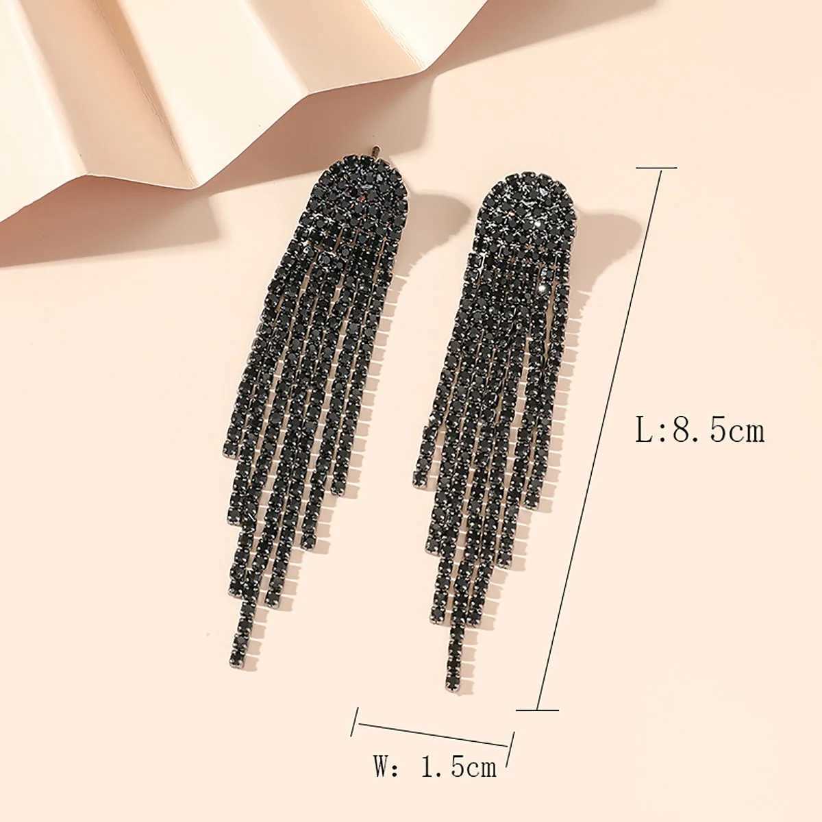 BLIJERY Fashion Long Tassel Drop Earrings for Women Black Gold Silver Color Rhinestone Dangle Earring Wedding Party Jewelry Gift J251021