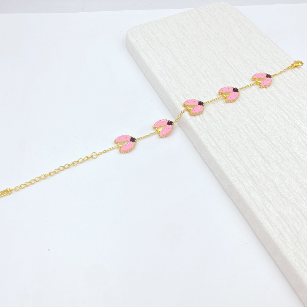 Retro designer bracelet zircon inlaid with fresh full diamonds Lucky Clover Enamel Seven Star Ladybug Bracelet free shipping gold bracelet