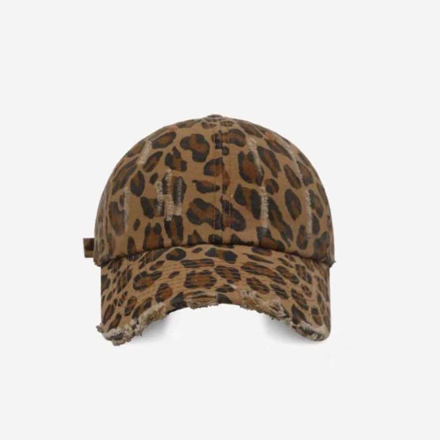 Sweet Cool Street Style Leopard Print Baseball Cap for Women Trendy Fashionable Vintage Wide Brim Baseball Cap Makes Look Smaller H251020