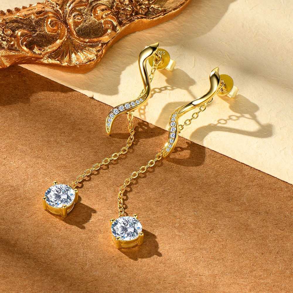 Sweetrain 1CT Moissanite Drop Earrings S925 Sterling Silver Long Tassel Dangle Earring for Women Wedding Jewelry Gifts with GRA J251021