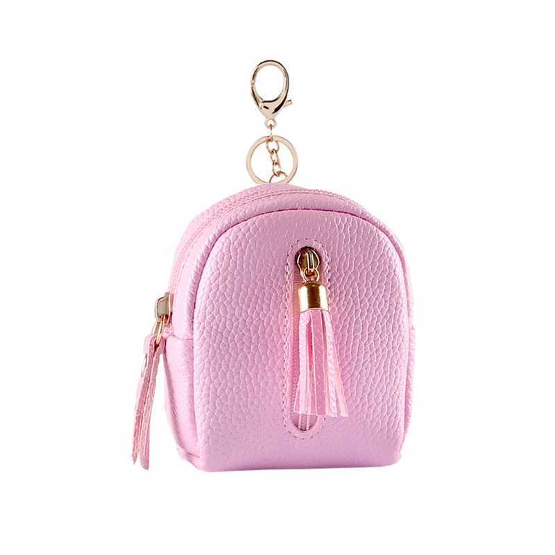 Fashion Mini Women Key Bag PU Leather Solid Color Keychain Hasp Small Key Organizer Luxury Cute Coin Purse Key Holder Wallet Key W251021