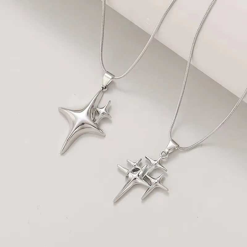 Y2K Simple Choker Necklace Four Pointed Star Necklace Adjustable Crucifix Pendant Necklace Silver Color Fashion Necklace JewelryXJ251018
