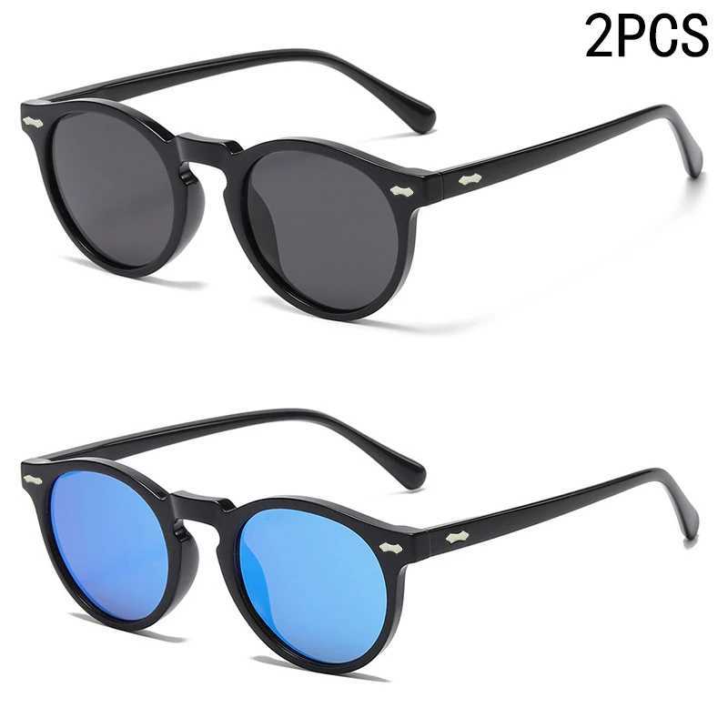 2PCS New Style Of Retro Glasses Round Fashion Mita Sunglasses Personalized Sunglasses JH3053 J251114